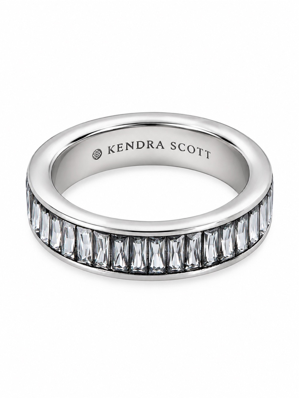 Kendra Scott Jack White Silver Band Ring with White Crystals. Size 8